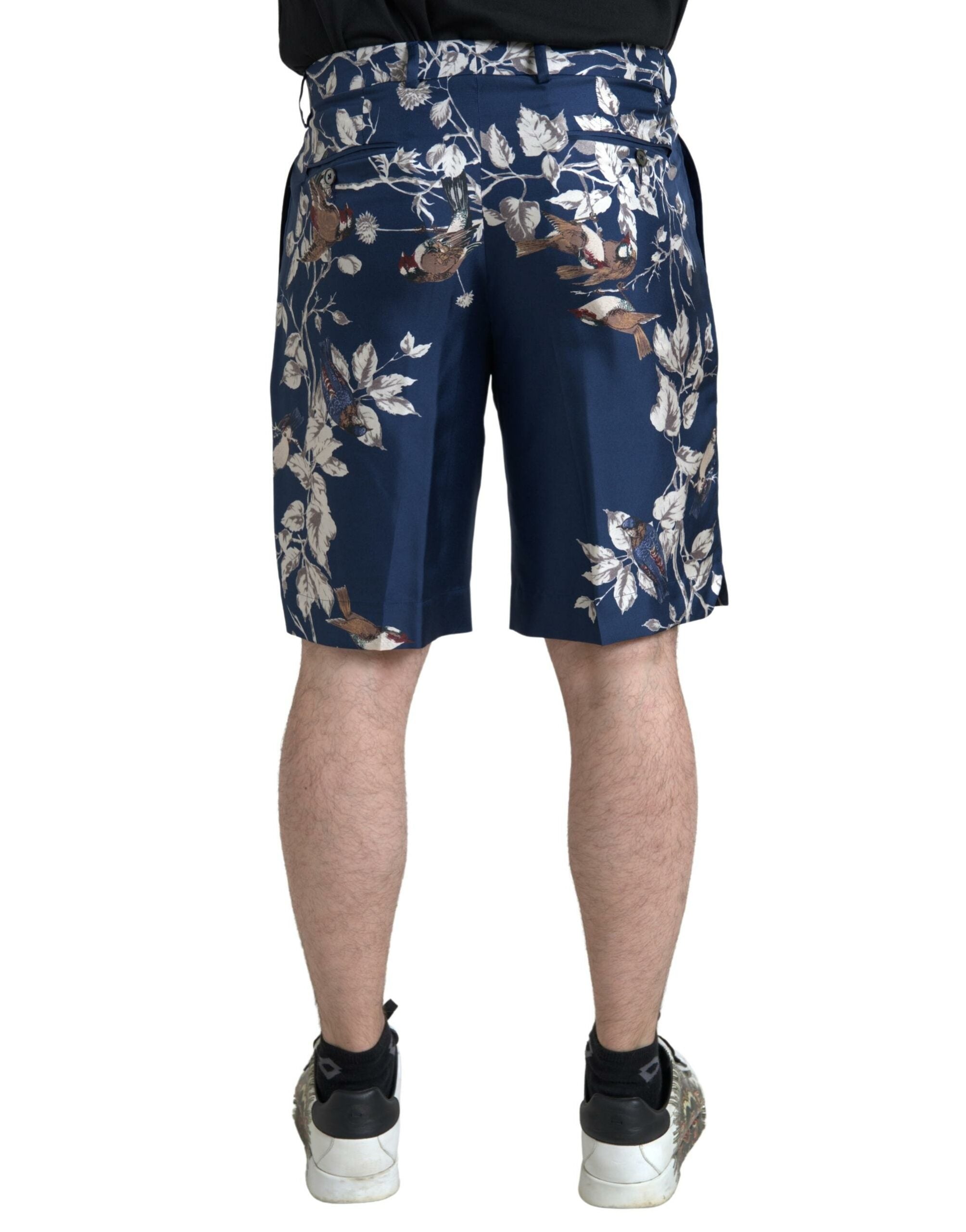 Dolce & Gabbana Men's Blue Silk Floral Print Bermuda Shorts
