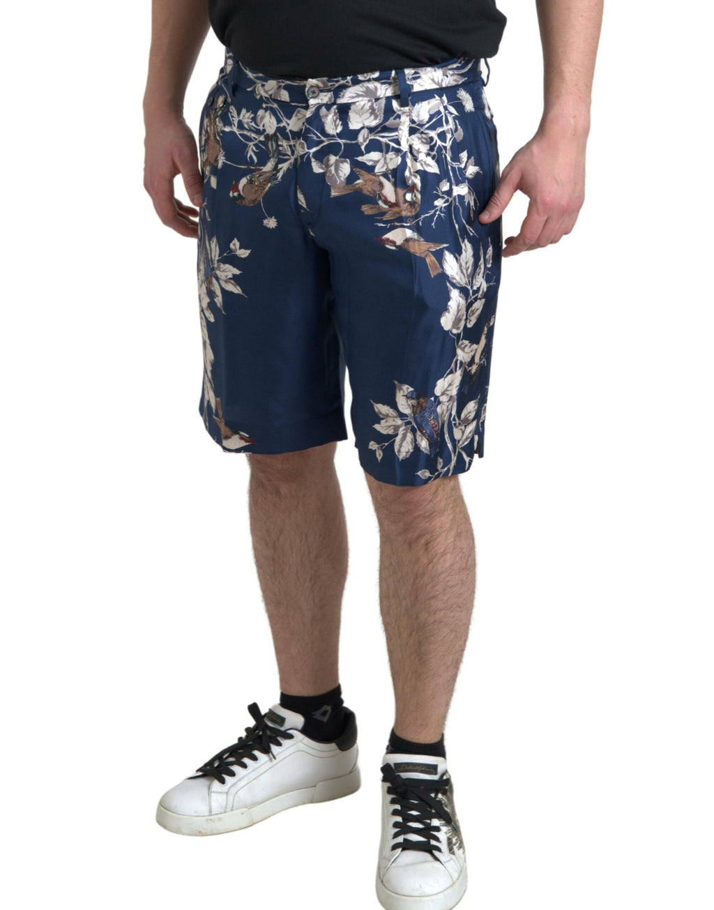 Dolce & Gabbana Men's Blue Silk Floral Print Bermuda Shorts