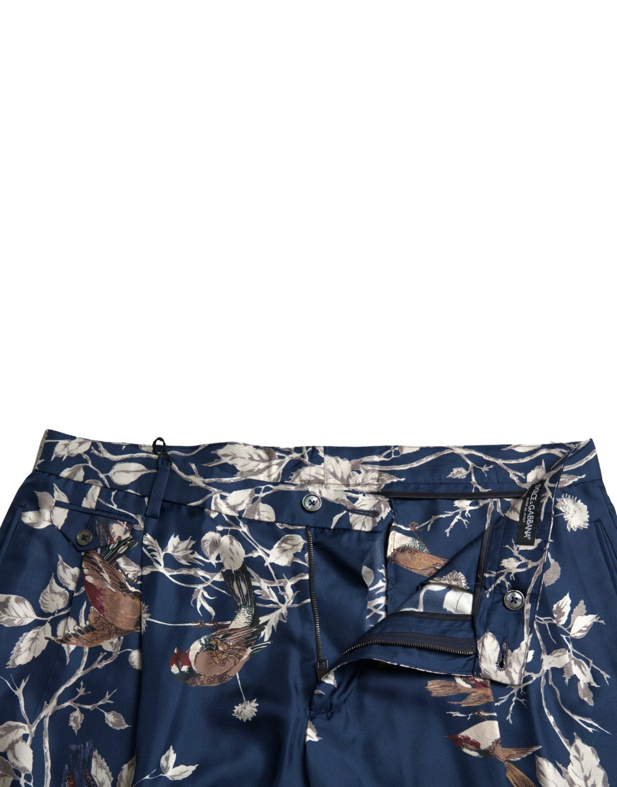 Dolce & Gabbana Men's Blue Silk Floral Print Bermuda Shorts