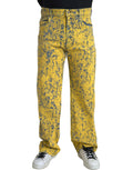 Dolce & Gabbana Gelbe Baumwolle Tie Dye Straight Denim Jeans