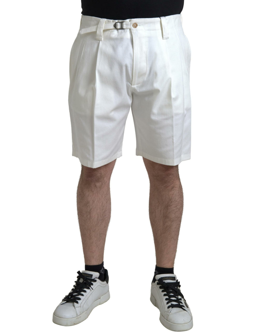Dolce & Gabbana White Cotton-Stretch Men's Bermuda Denim Shorts