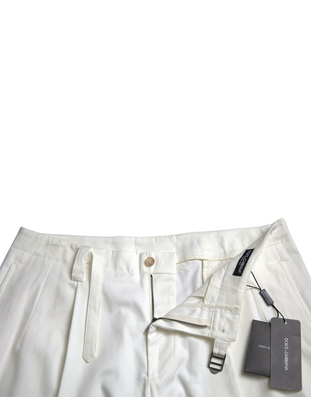 Dolce & Gabbana White Cotton-Stretch Men's Bermuda Denim Shorts