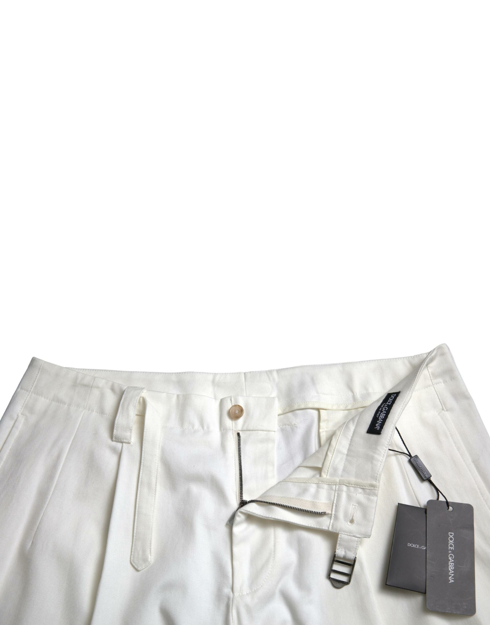 Dolce & Gabbana White Cotton-Stretch Men's Bermuda Denim Shorts