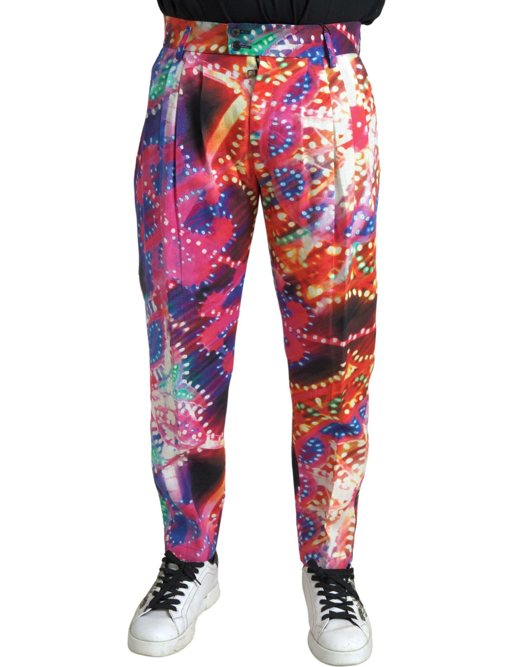 Dolce & Gabbana Multicolor Printed Linen Men's Trousers