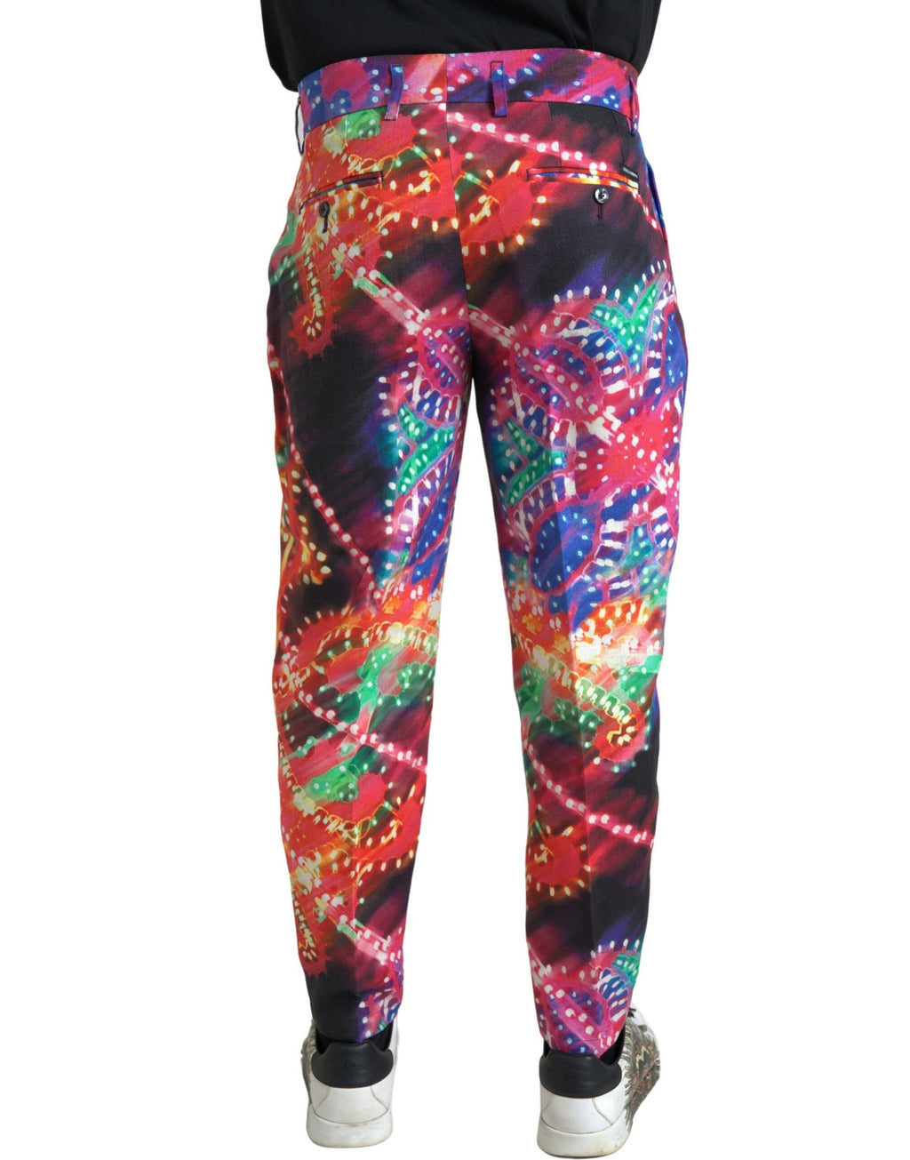 Dolce & Gabbana Multicolor Printed Linen Men's Trousers