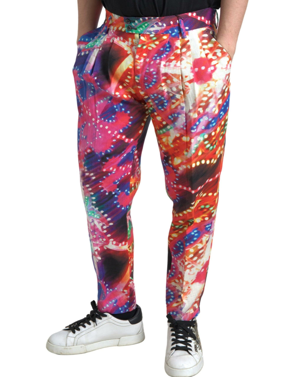 Dolce & Gabbana Multicolor Printed Linen Men's Trousers