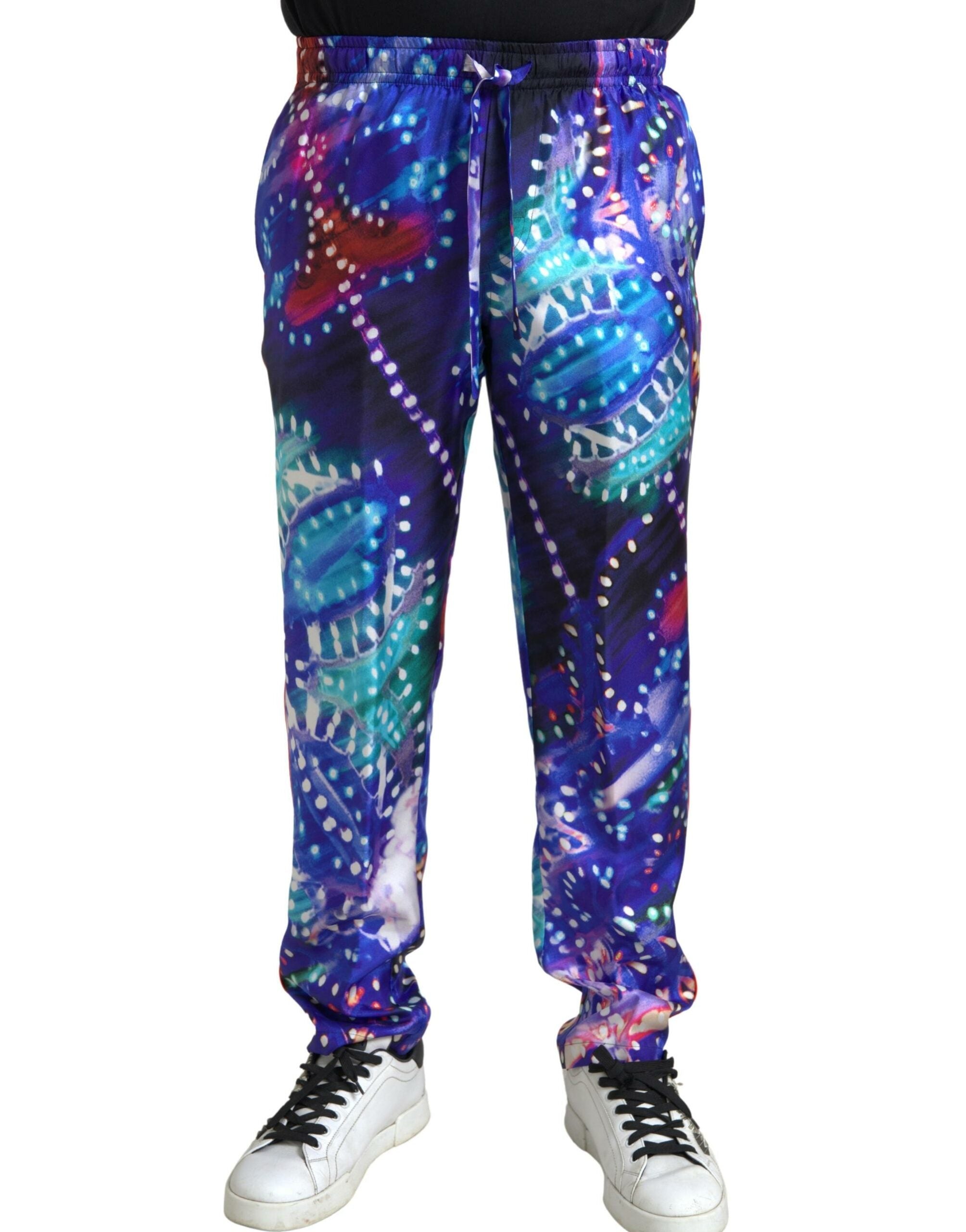 Dolce & Gabbana Multicolor Printed Silk Trousers for Men