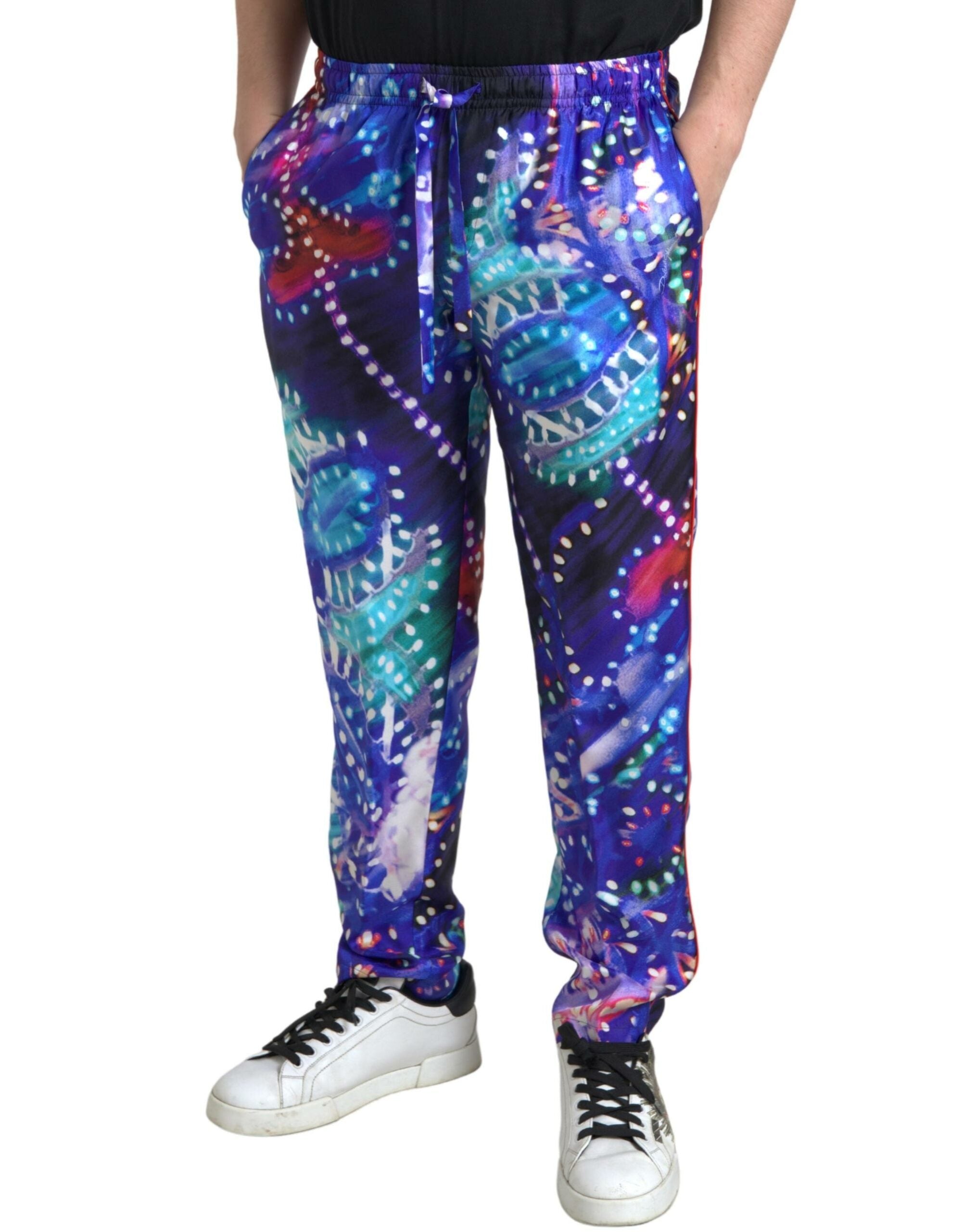 Dolce & Gabbana Multicolor Printed Silk Trousers for Men