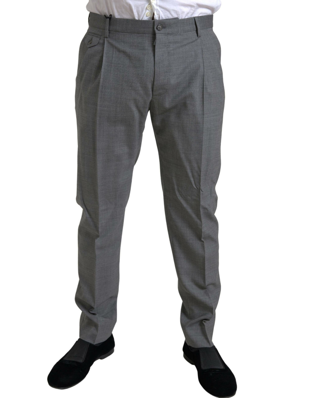 Dolce & Gabbana Graue Wolle Chino Skinny Männer Kleid Hose Hose