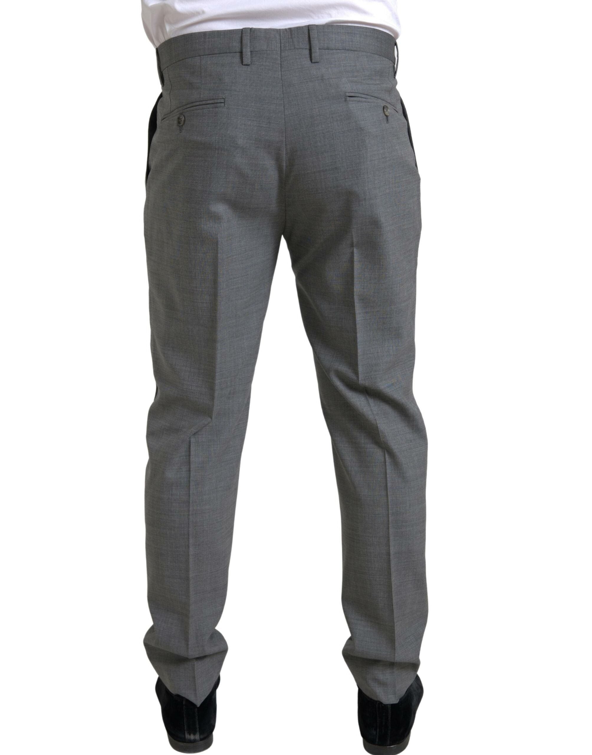 Dolce & Gabbana Graue Wolle Chino Skinny Männer Kleid Hose Hose