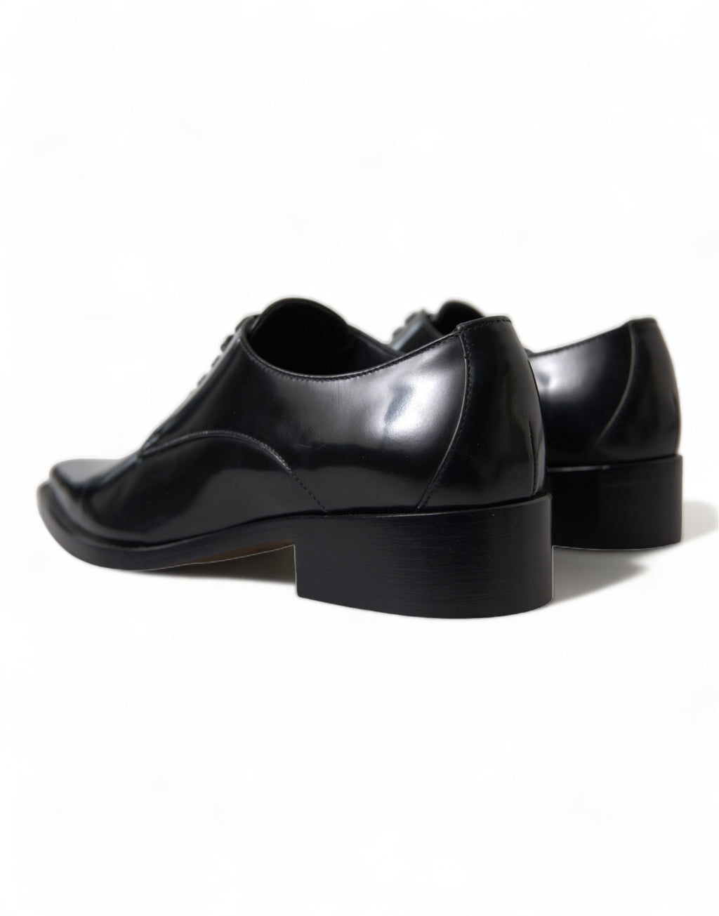 Dolce & Gabbana Black Leather Lace-Up Formal Flats Shoes