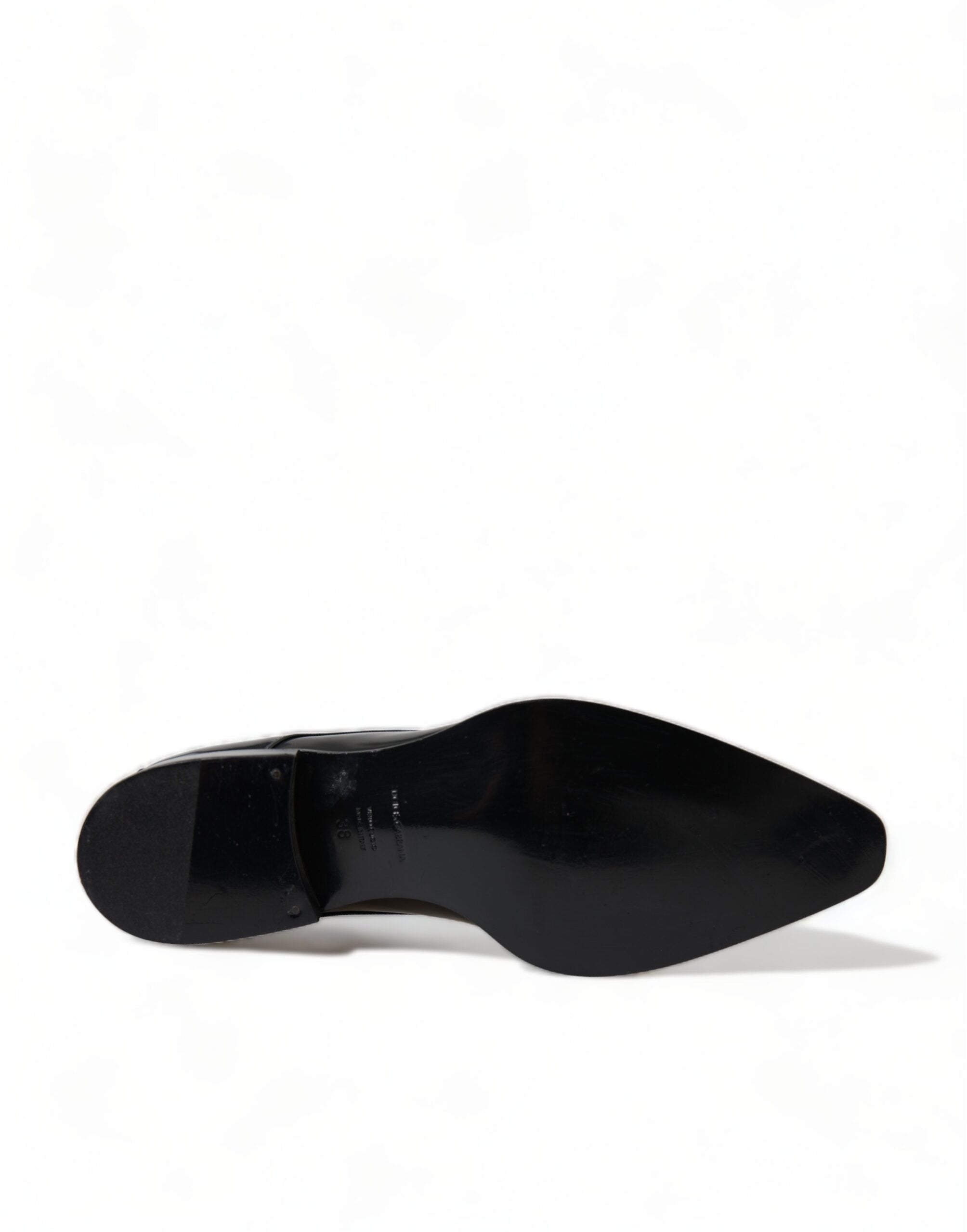 Dolce & Gabbana Black Leather Lace-Up Formal Flats Shoes