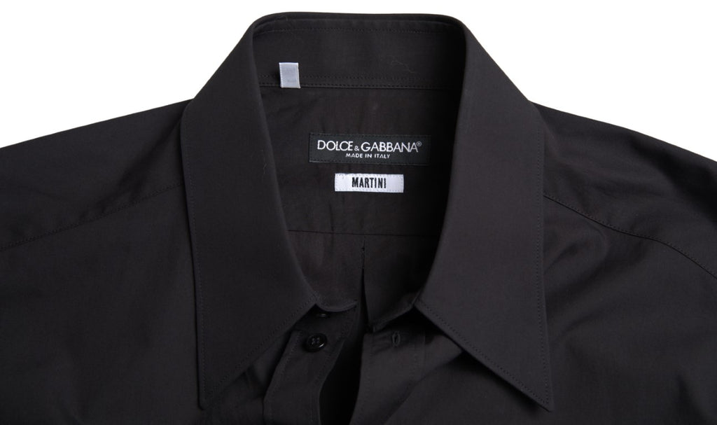 Dolce & Gabbana Men's Black Cotton Long-Sleeved MARTINI Shirt