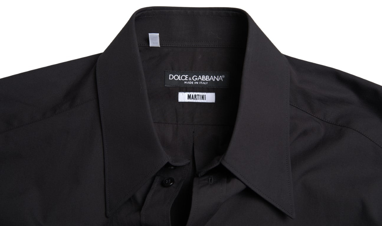 Dolce & Gabbana Men's Black Cotton Long-Sleeved MARTINI Shirt