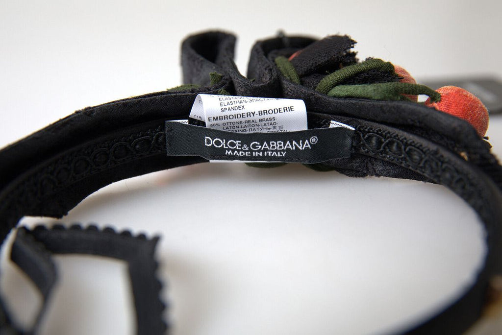 Dolce & Gabbana Schwarz mit multicolor Feigenfrucht Kristall Diadem Stirnband