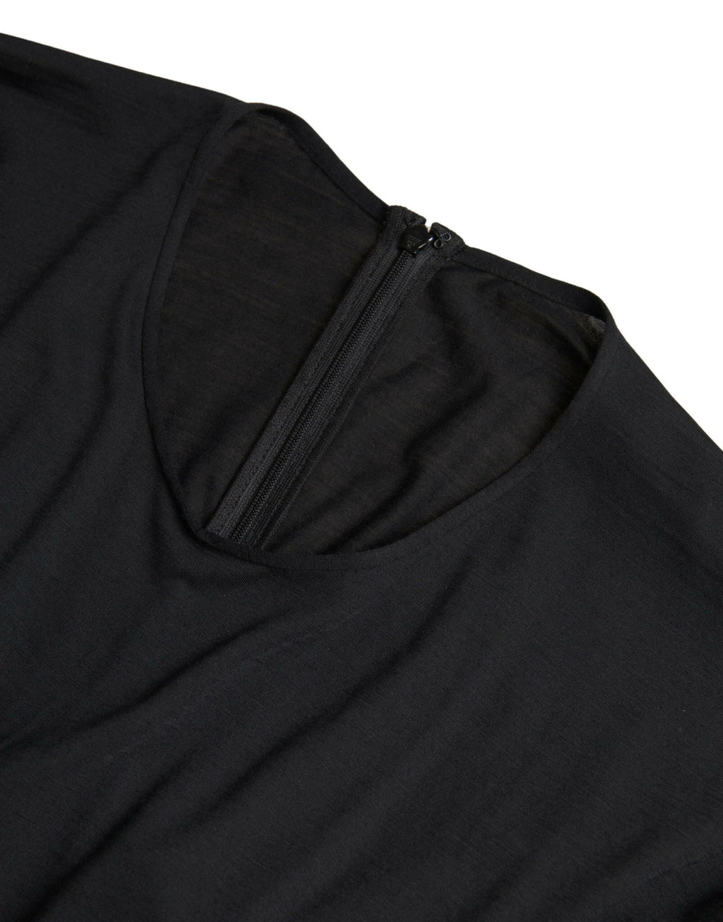 Dolce & Gabbana Black Wool Wrap Midi Dress