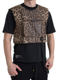 Dolce & Gabbana Brauner Leopard Seide ärmellose Sportbekleidung