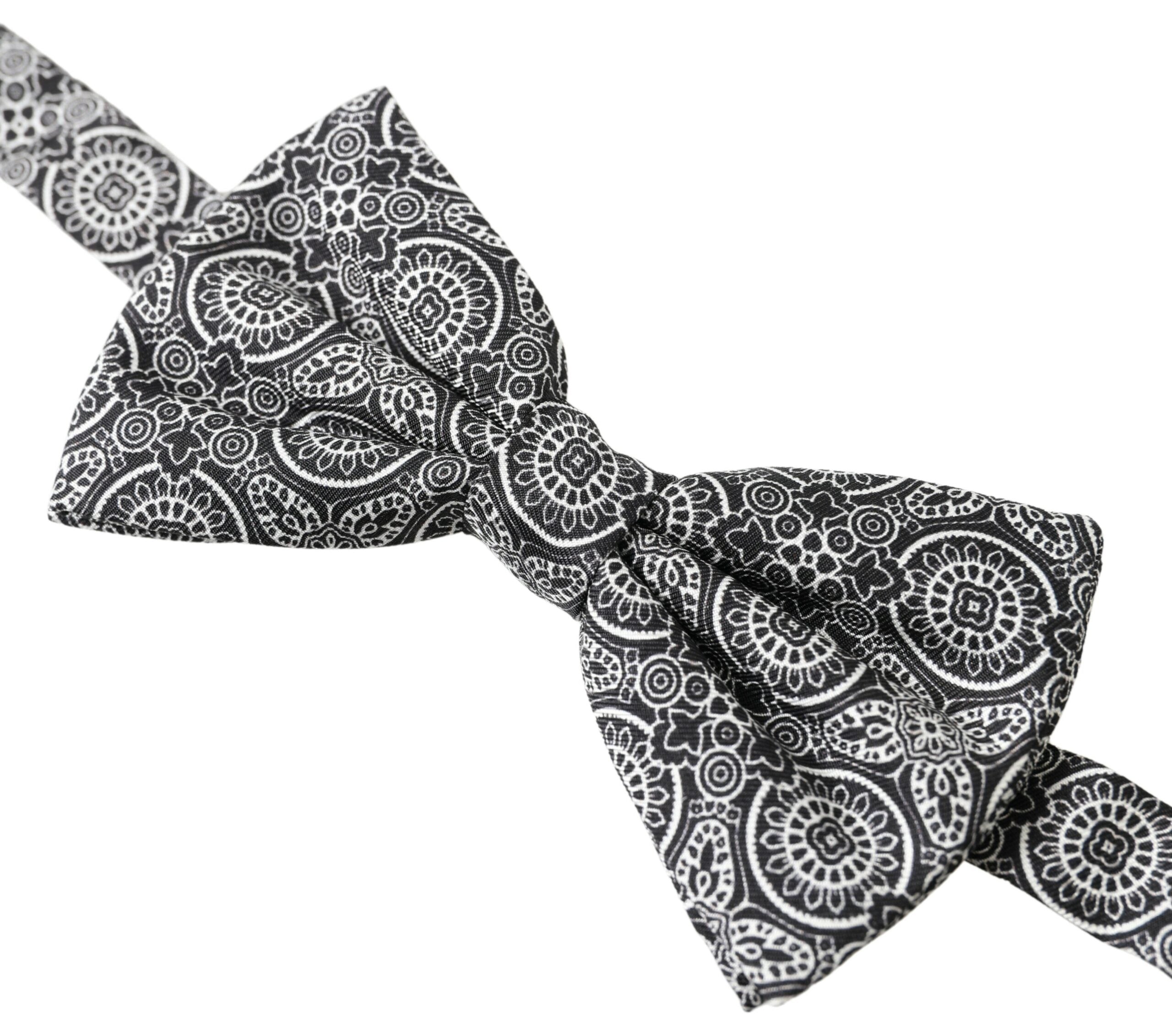 Dolce & Gabbana Schwarz Weiß Muster Einstellbare Hals Papillon Fliege