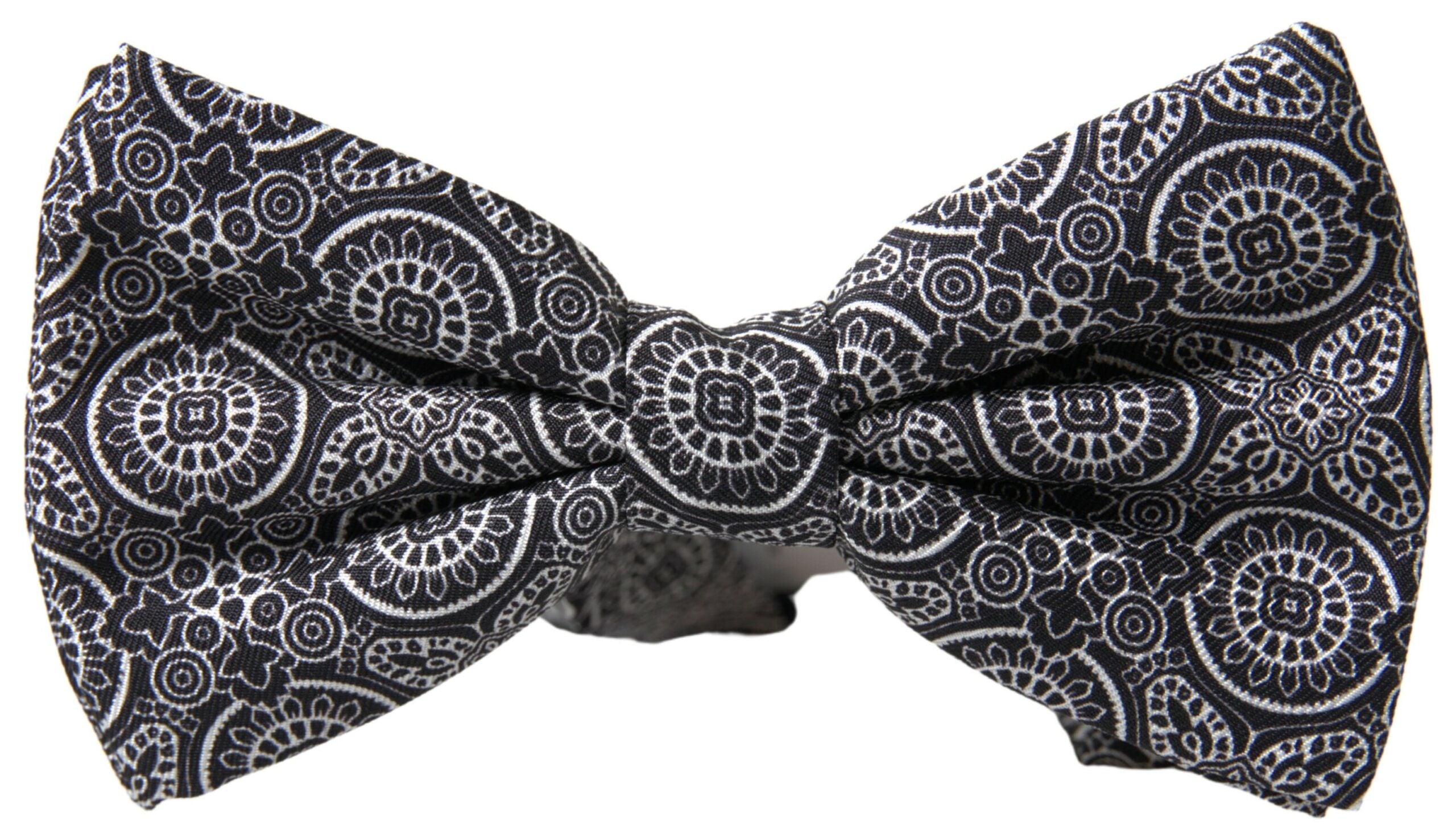 Dolce & Gabbana Schwarz Weiß Muster Einstellbare Hals Papillon Fliege
