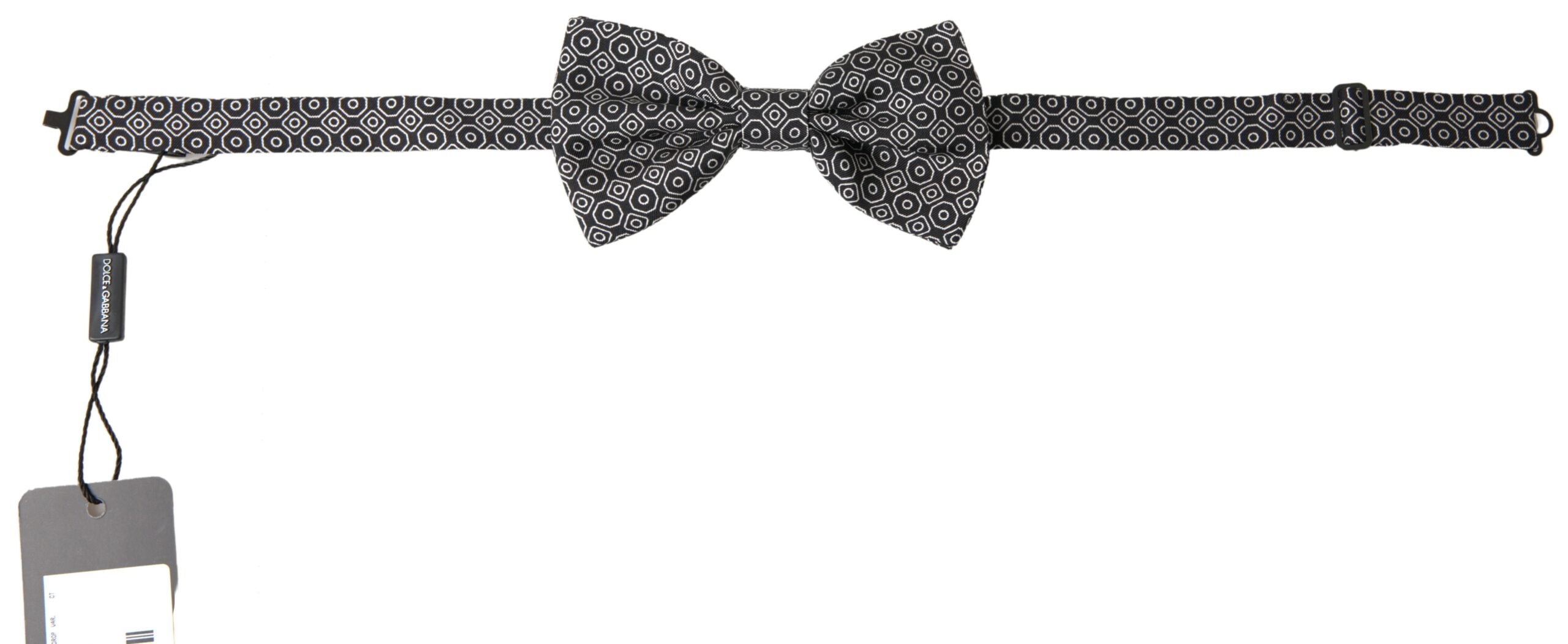 Dolce & Gabbana Schwarz Weiß Muster Einstellbare Hals Papillon Fliege