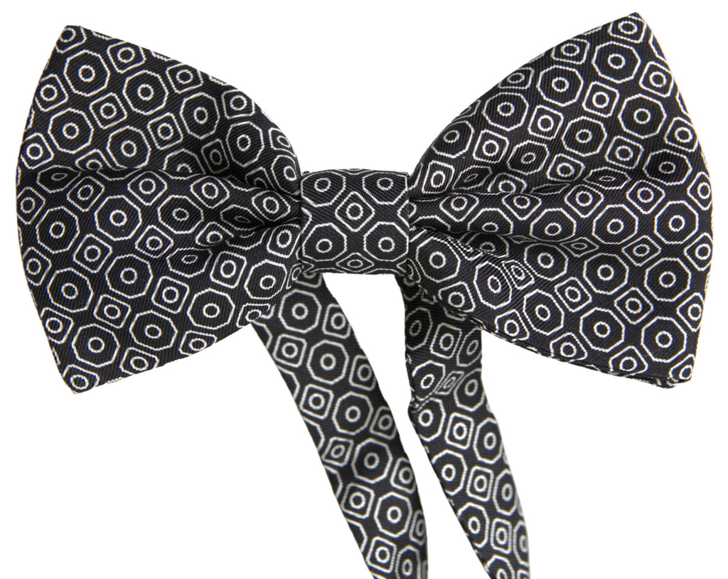 Dolce & Gabbana Schwarz Weiß Muster Einstellbare Hals Papillon Fliege