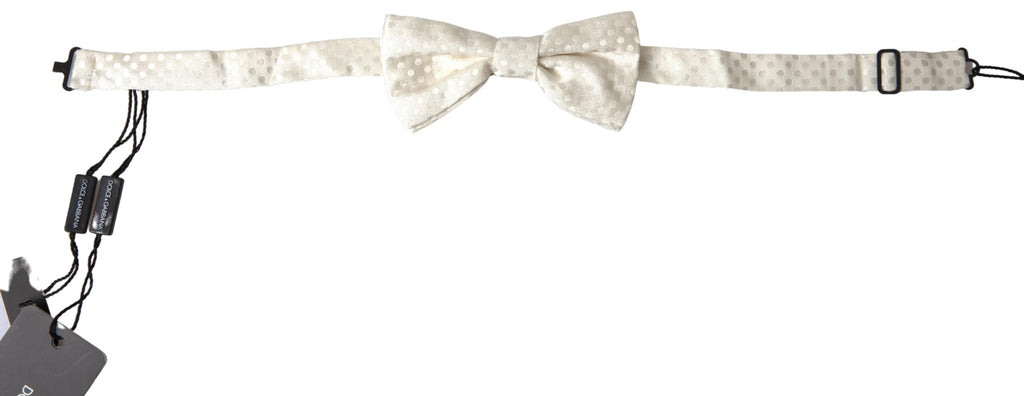 Dolce & Gabbana Elfenbeinfarbenes Fantasiemuster Verstellbare Papillon Fliege im Nacken