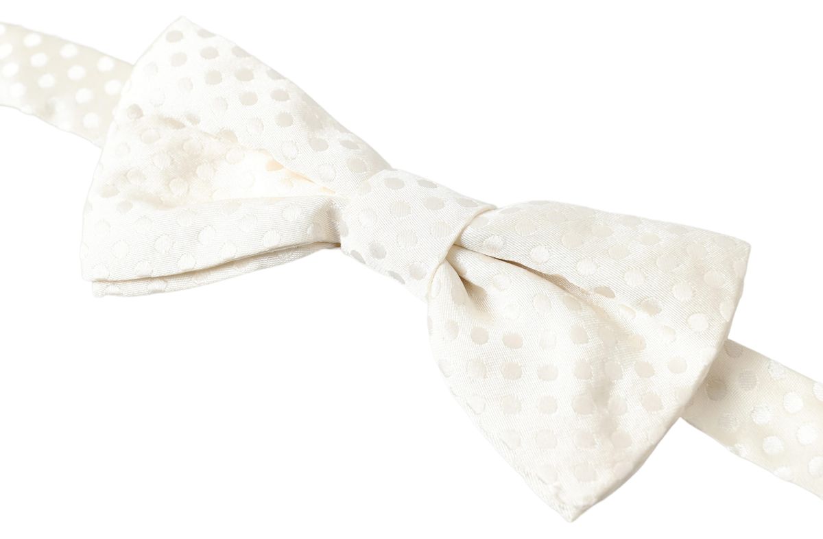 Dolce & Gabbana Elfenbeinfarbenes Fantasiemuster Verstellbare Papillon Fliege im Nacken