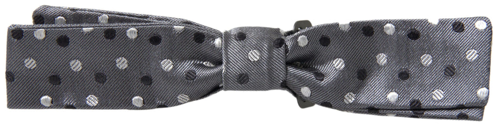 Dolce & Gabbana Graue Polka Dot Seide Verstellbare Männer Hals Papillon Fliege