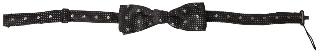 Dolce & Gabbana Black Patterned Silk Adjustable Men's Bow Tie