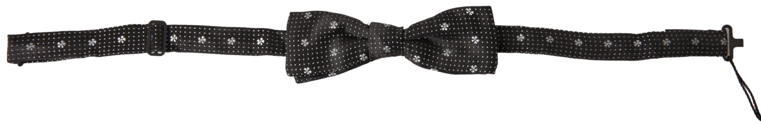 Dolce & Gabbana Black Patterned Silk Adjustable Men's Bow Tie