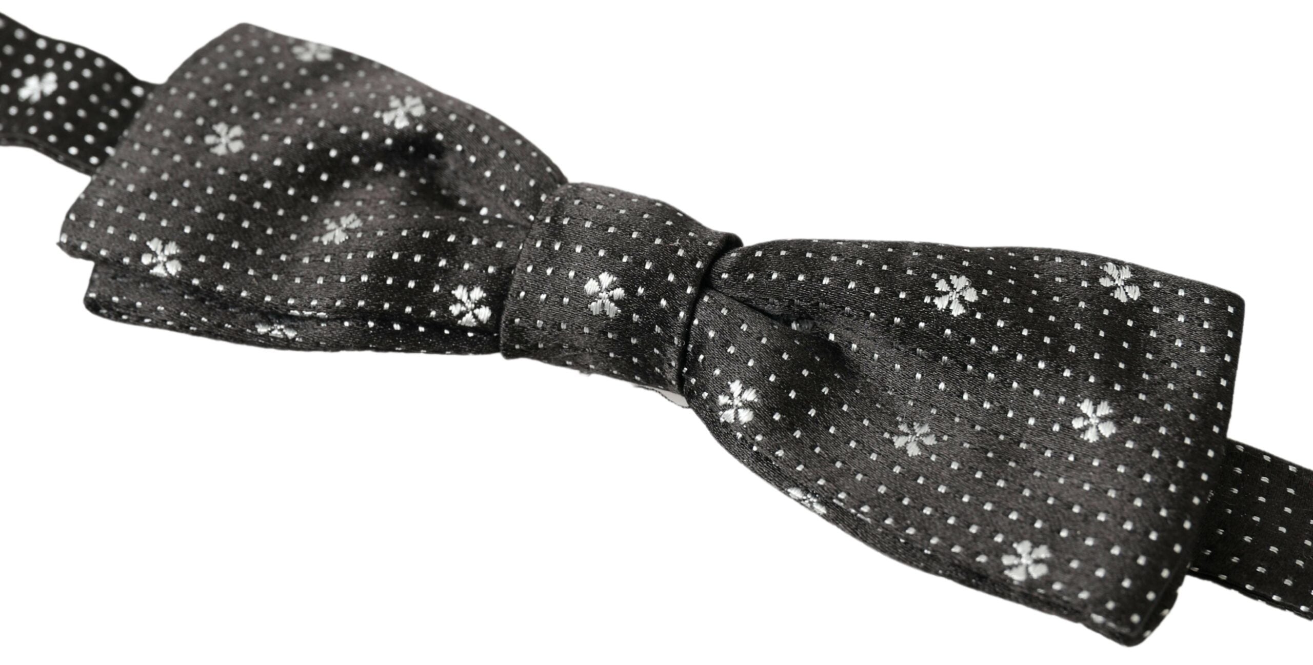 Dolce & Gabbana Black Patterned Silk Adjustable Men's Bow Tie