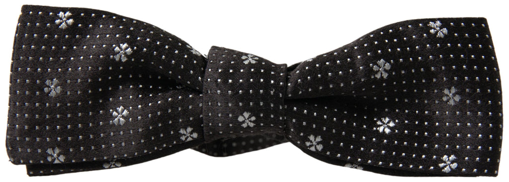 Dolce & Gabbana Black Patterned Silk Adjustable Men's Bow Tie