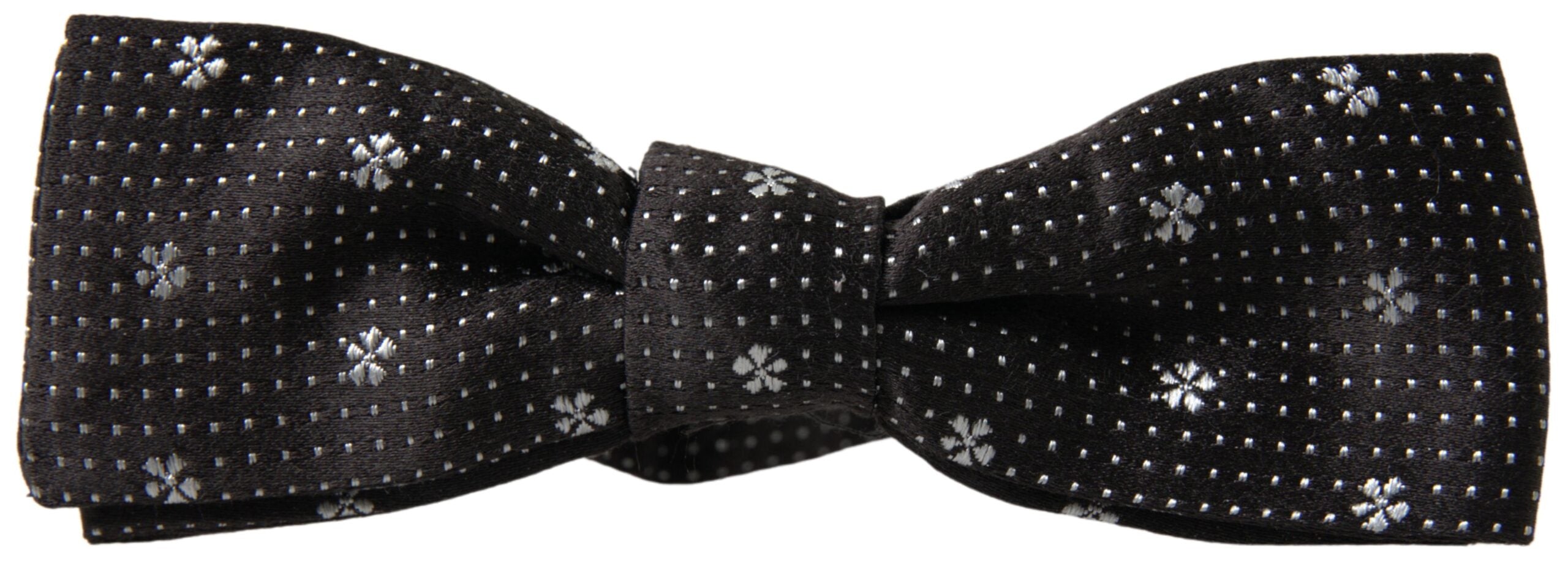 Dolce & Gabbana Black Patterned Silk Adjustable Men's Bow Tie