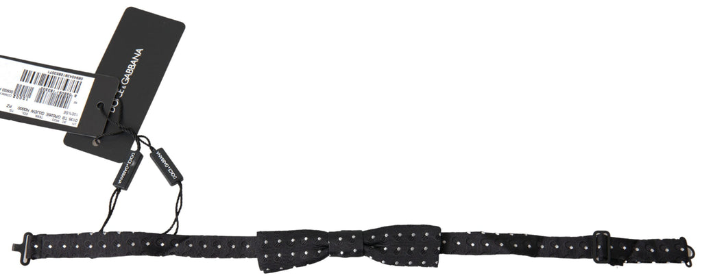 Dolce & Gabbana Black Polka Dot Silk Adjustable Men's Bow Tie