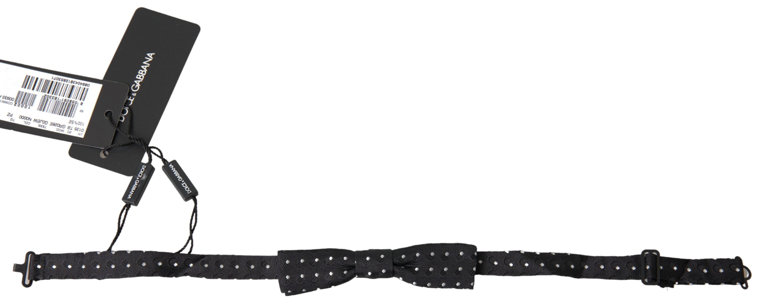Dolce & Gabbana Black Polka Dot Silk Adjustable Men's Bow Tie