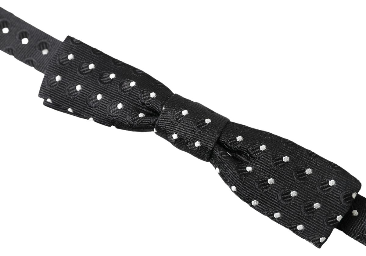 Dolce & Gabbana Black Polka Dot Silk Adjustable Men's Bow Tie
