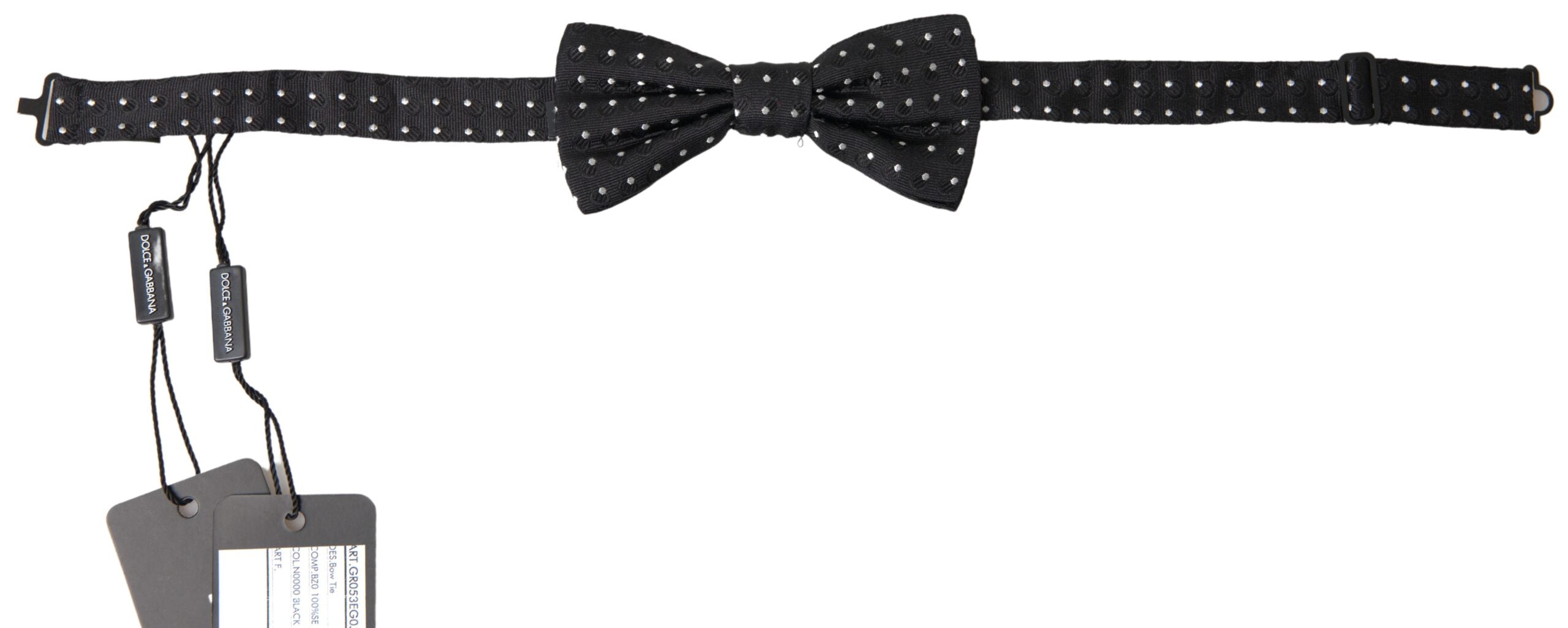 Dolce & Gabbana Schwarze Polka Dot Seide Verstellbare Männer Hals Papillon Fliege