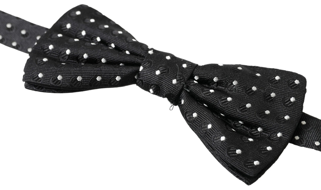 Dolce & Gabbana Schwarze Polka Dot Seide Verstellbare Männer Hals Papillon Fliege