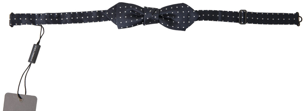 Dolce & Gabbana Men's Blue Polka Dot Silk Bow Tie with Adjustable Neckband