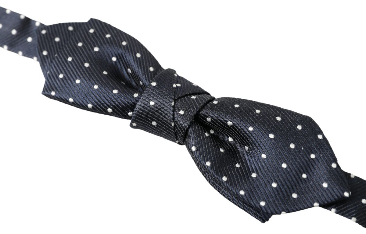 Dolce & Gabbana Men's Blue Polka Dot Silk Bow Tie with Adjustable Neckband