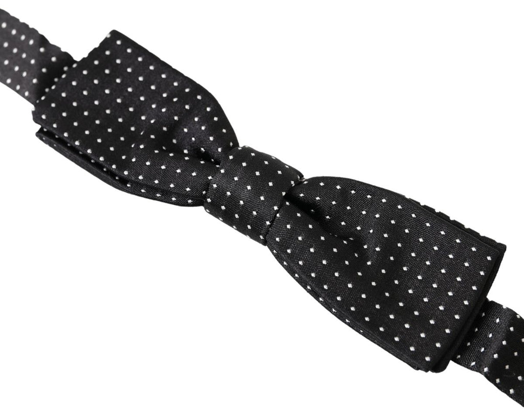 Dolce & Gabbana Black Polka Dot Silk Adjustable Men's Bow Tie