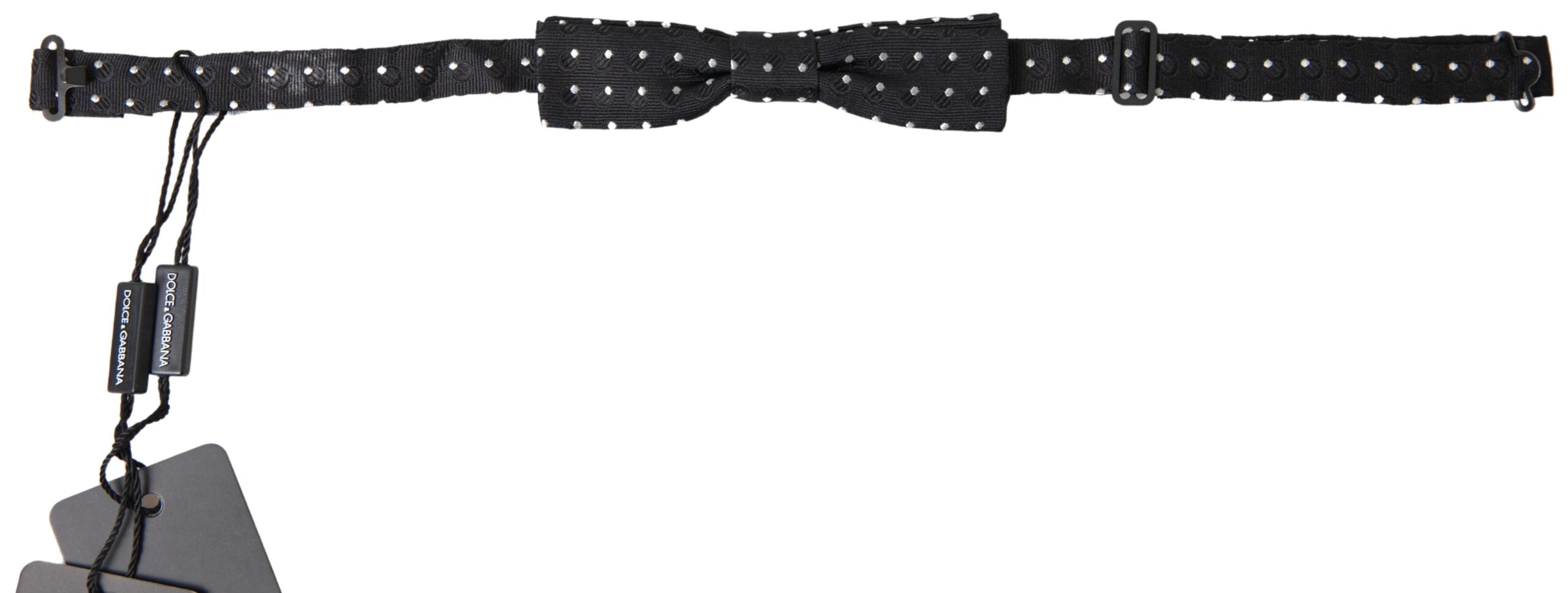 Dolce & Gabbana Black Polka Dot Silk Adjustable Men's Bow Tie