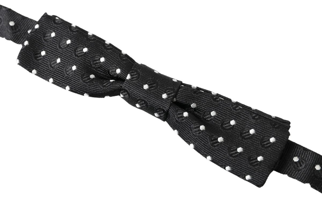 Dolce & Gabbana Black Polka Dot Silk Adjustable Men's Bow Tie