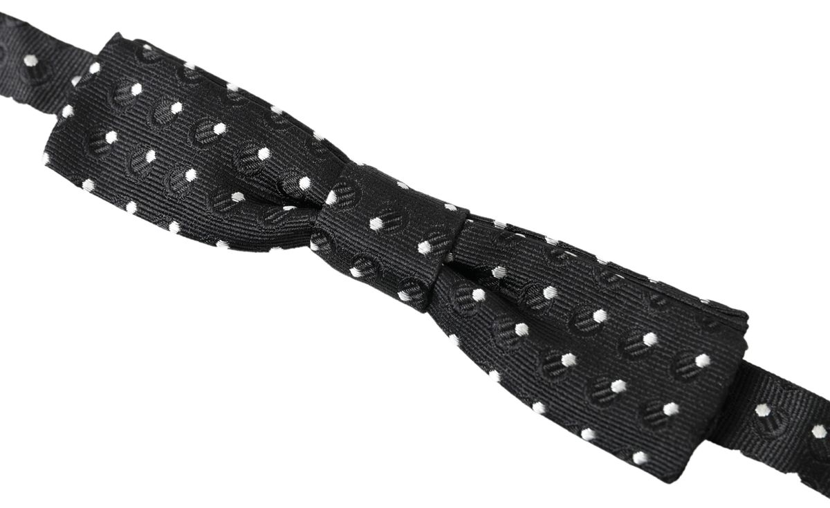 Dolce & Gabbana Black Polka Dot Silk Adjustable Men's Bow Tie