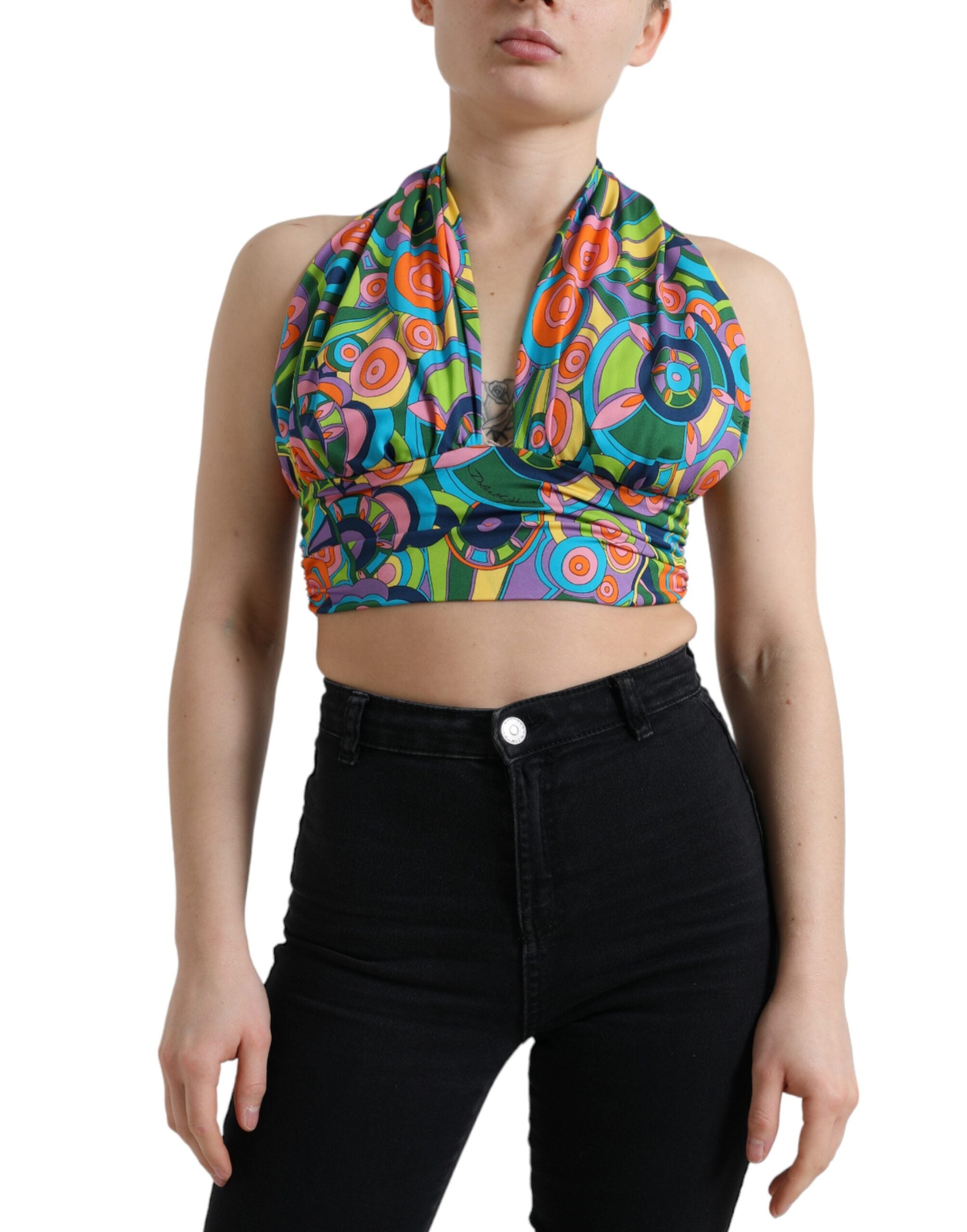 Dolce & Gabbana Multicolor Halterung Ärmelloses Cropped Tank Top