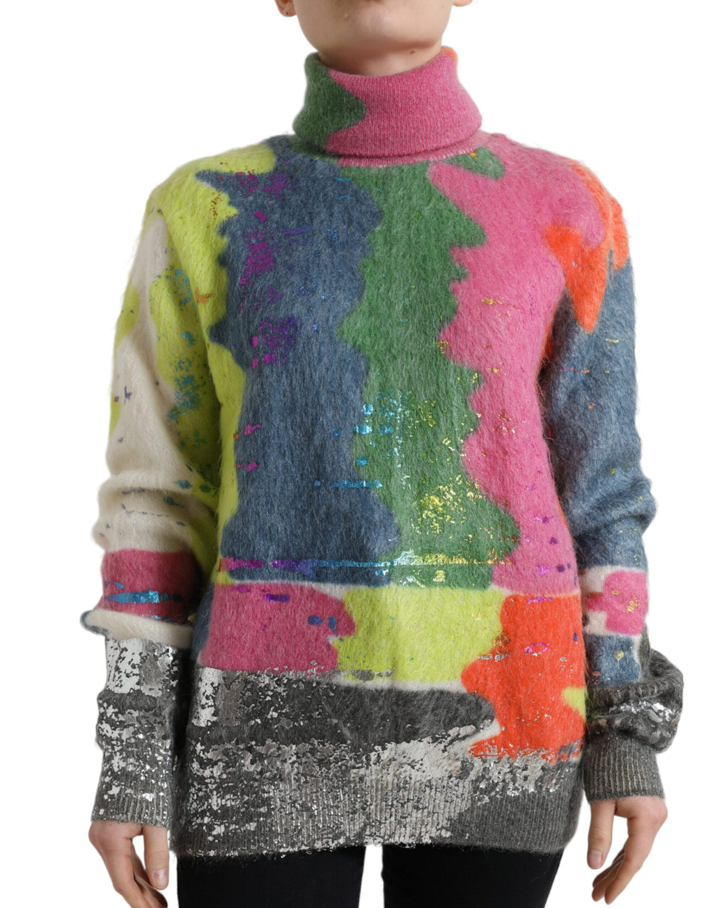 Dolce & Gabbana Multicolor Mohair Turtleneck Sweater