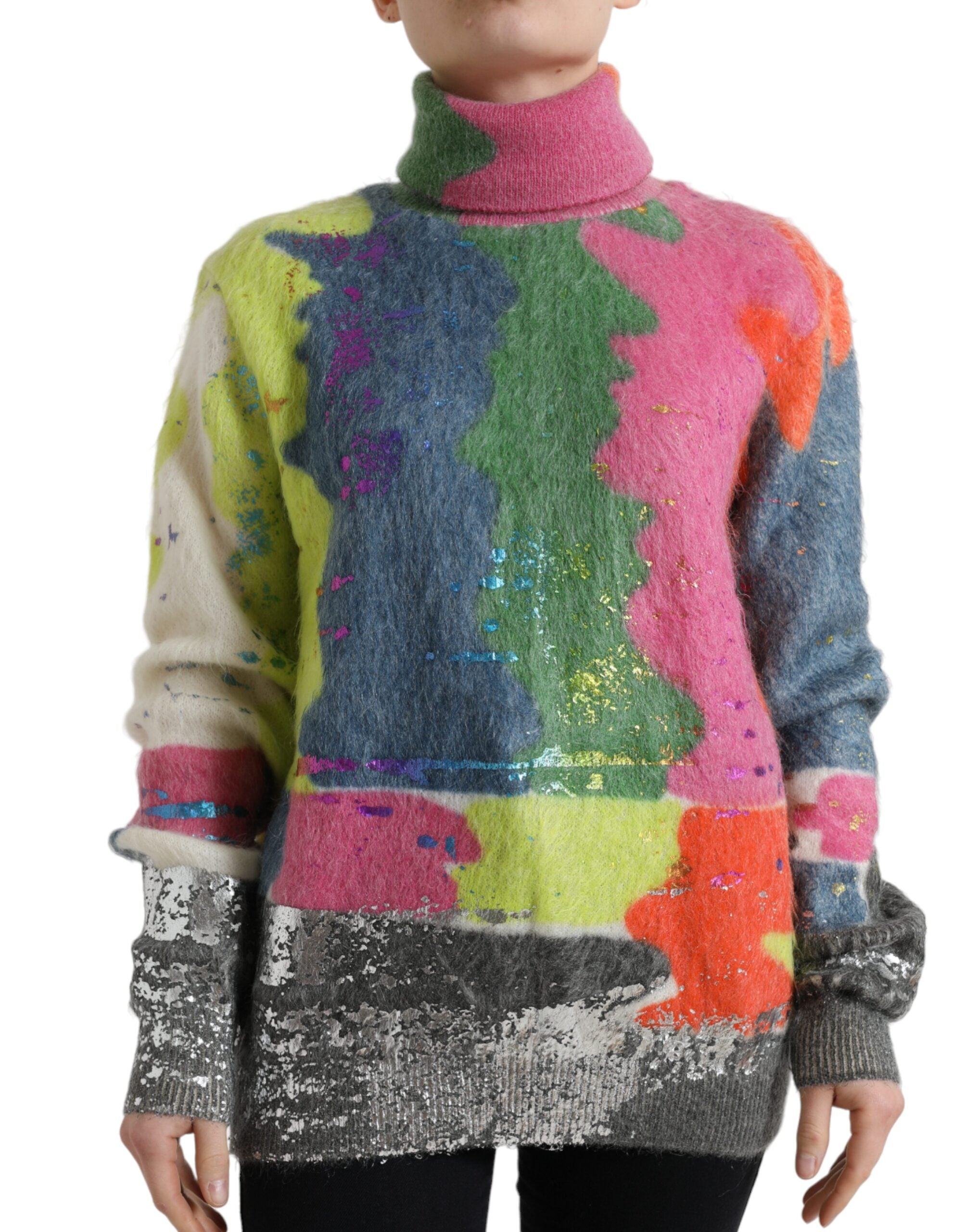 Dolce & Gabbana Multicolor Mohair Turtleneck Sweater