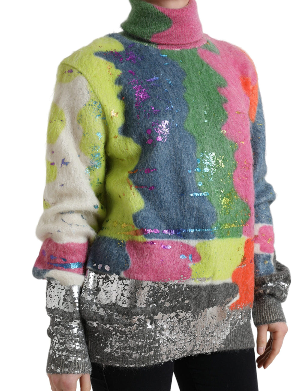 Dolce & Gabbana Multicolor Mohair Turtleneck Sweater
