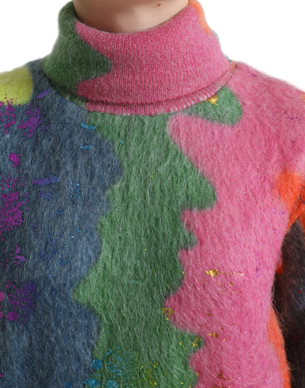 Dolce & Gabbana Multicolor Mohair Turtleneck Sweater