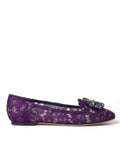 Dolce & Gabbana Purple Vally Taormina Lace Crystal Flats Shoes